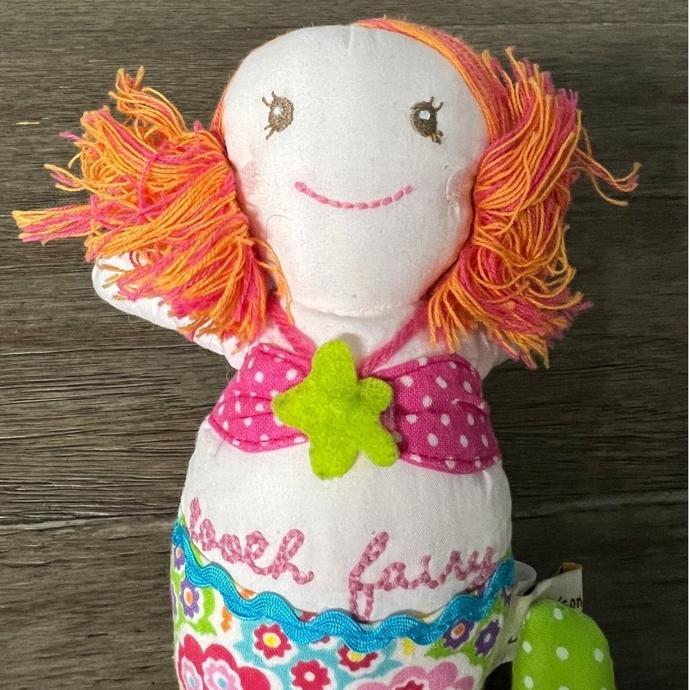 Maison Chic Mermaid Tooth Fairy Plush Doll Pink Floral Orange Hair Tooth Pocket